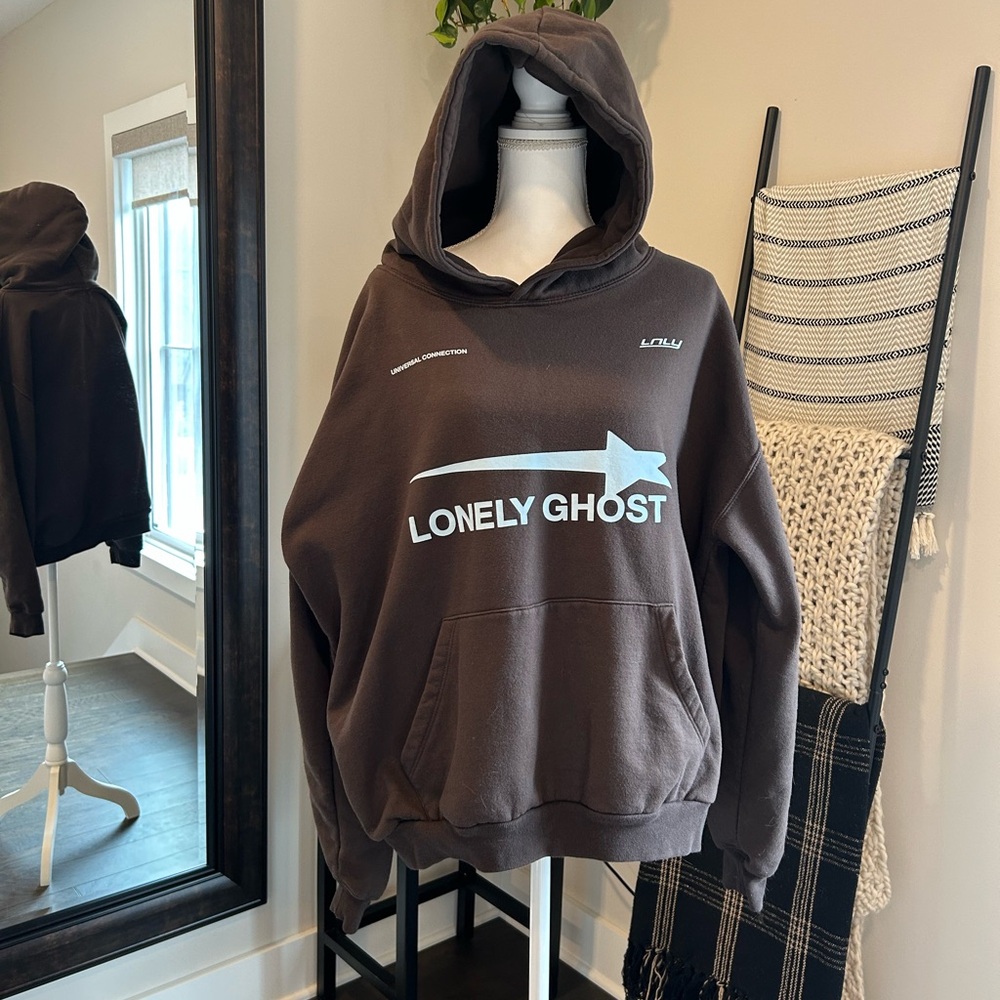 LONELY GHOST Chocolate Brown Hoodie